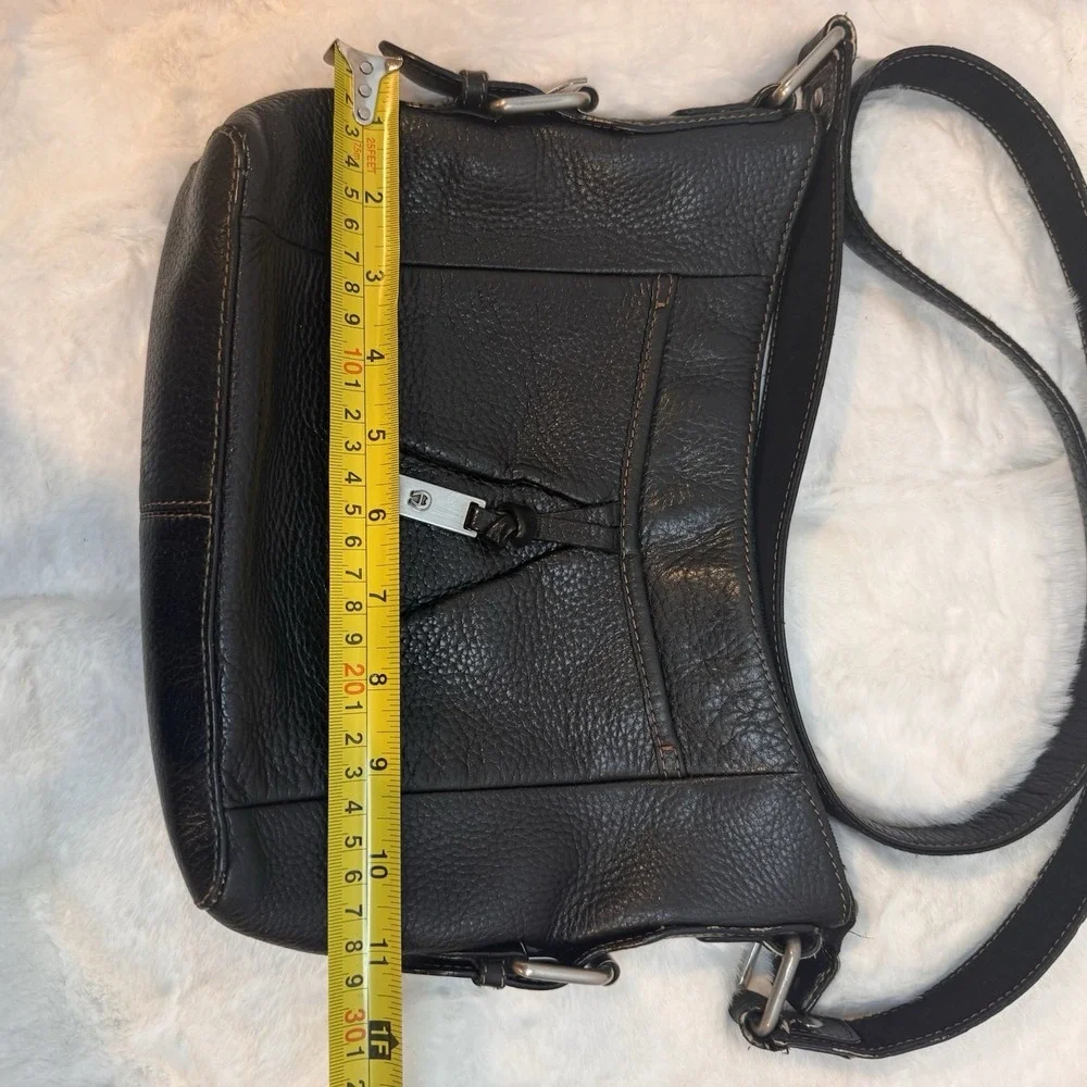 Etienne Aigner Pebbled Leather Classic  Crossbody Bag Silver Colored Hardware